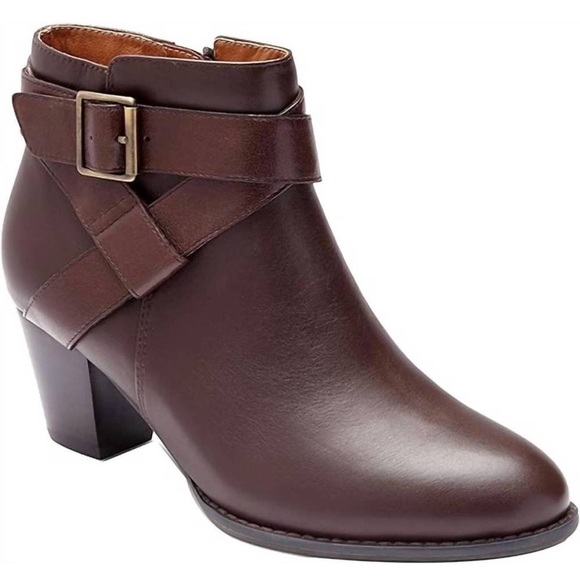VIONIC Women's Trinity Boots Chocolate Brown Leather‎ Size 9 Booties Ankle Boot - Picture 1 of 12